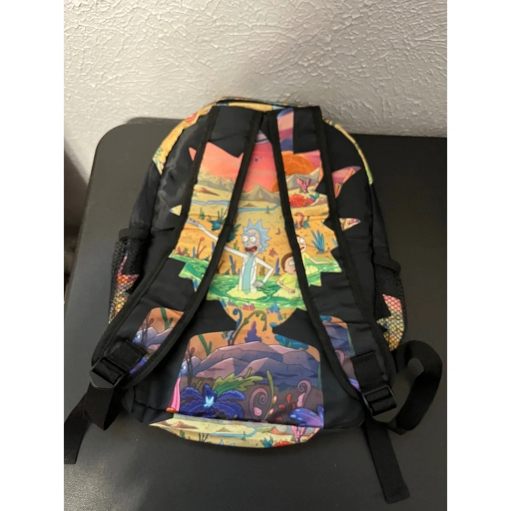 Rick and Morty 3 Piece Backpack Set Lunch Bag and Pouch Black Multicolor NWOT